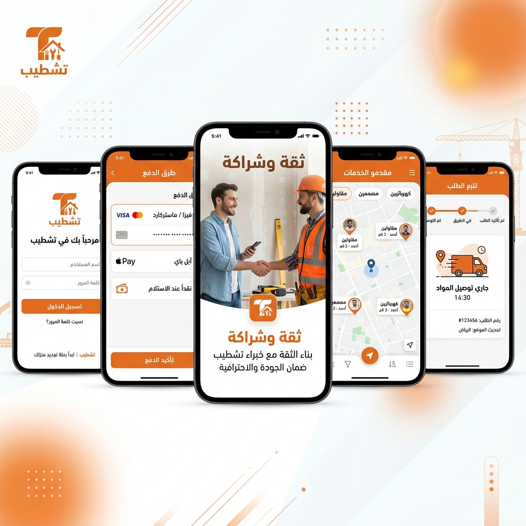 شاشات تطبيق تشطيب